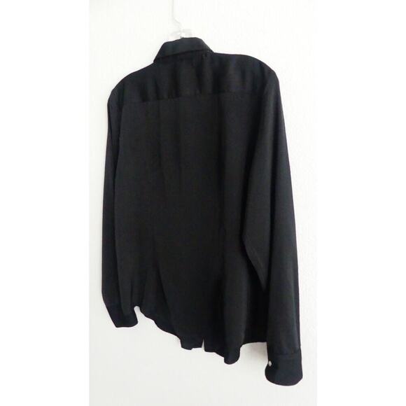 Lauren Ralph Lauren Women's Black Silky Button Front Shirt Zipper Pocket Size M - Picture 4 of 6